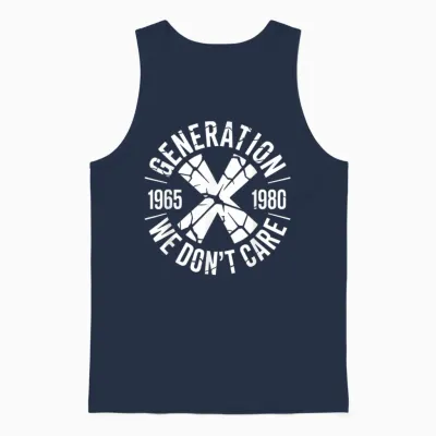 Generation X We Don't Care | Gen-X Funny Unisex Tank Top - Navy