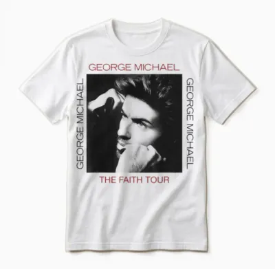 Portrait of George Michael Faith Tour, Graphic Unisex T-Shirt - White