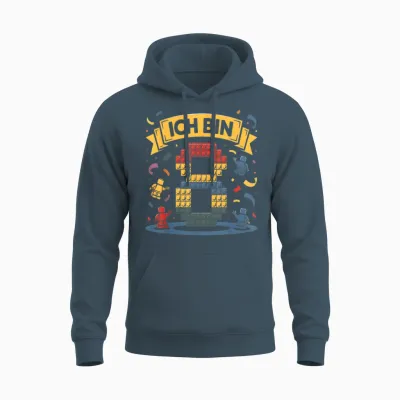 T-Shirt with German Text "ich Bin 8 Bausteine 8th Birthday" for Boys And Unisex Hoodie - Dark Heather