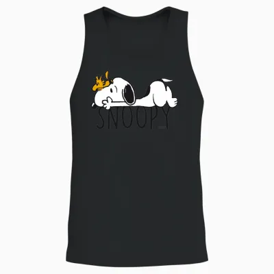 Peanuts - Snoopy with Woodstock Long Sleeve Shirt, Black, S Unisex Tank Top - Black