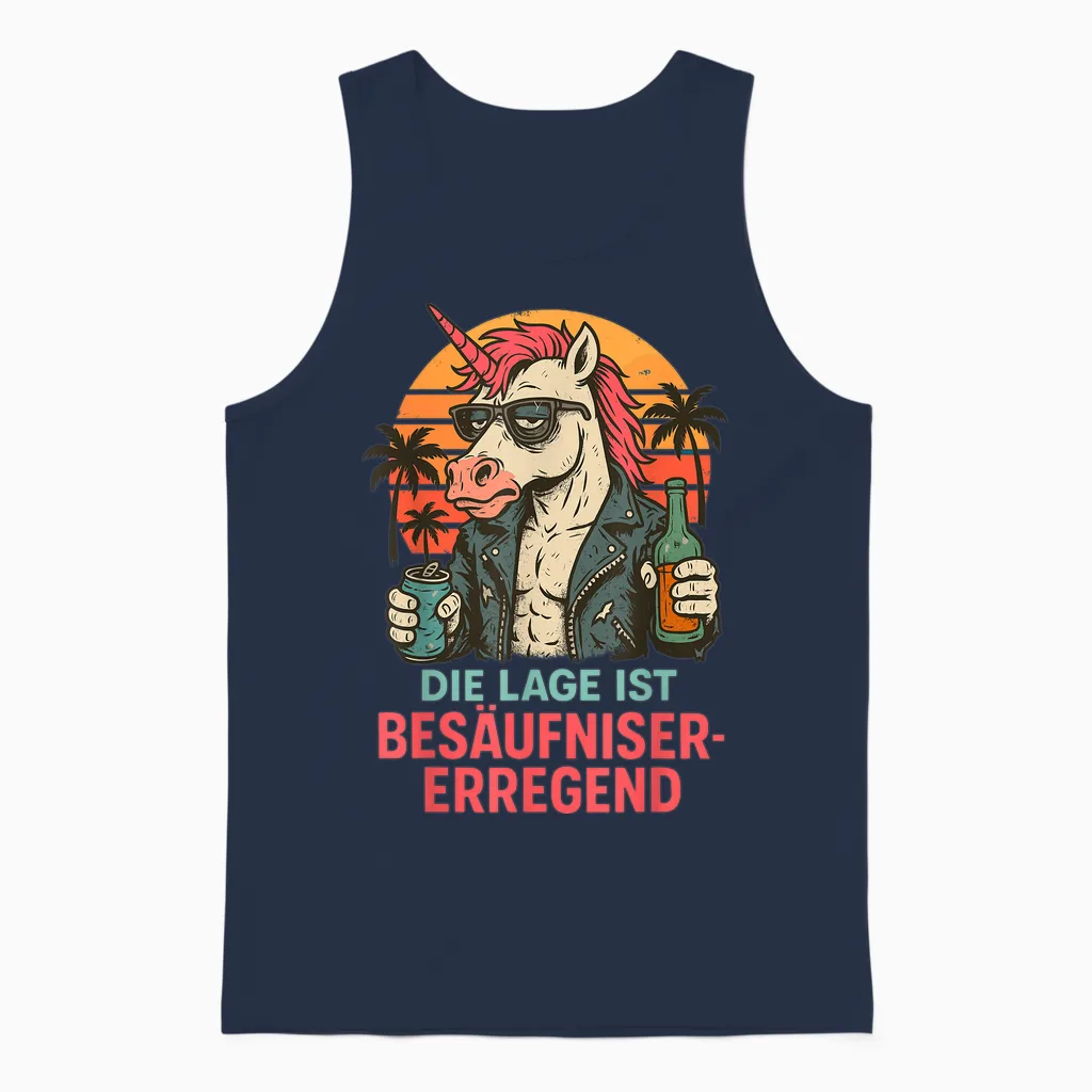 Lustige Party Gadgets Die Lage Ist Besäufniserregend Einhorn Unisex Tank Top in Navy