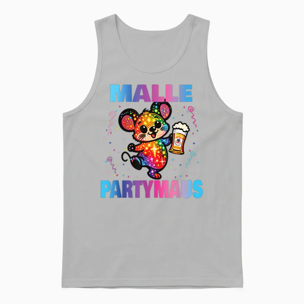 Malle Party Gruppenshirt Mallorca Outfit Damen Herren Party Unisex Tank Top in Ash
