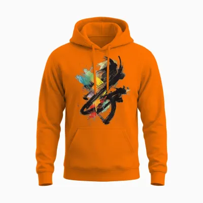 Abstract Art Colorful Graphic Art Painting T-Shirt, White, S Unisex Hoodie - Safety Orange