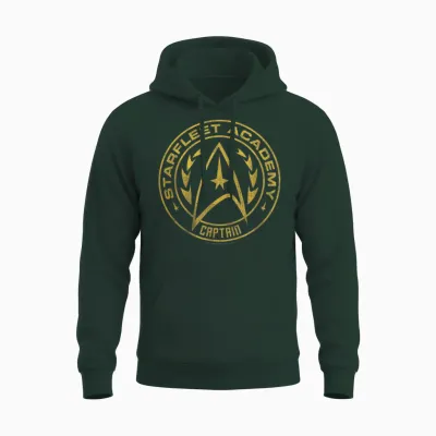 Star Trek Starfleet Academy Captain Badge T-Shirt, Black, S Unisex Hoodie - Forest