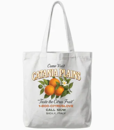 Vintage Catania Plains Citrus Fruit Travel Tote Bags - White