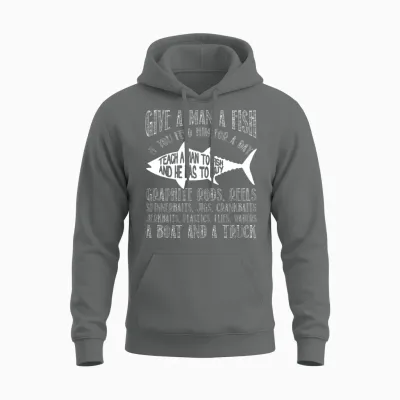 Fishing - Teach a Man to Fish Awesome Unisex Hoodie - Graphite Heather