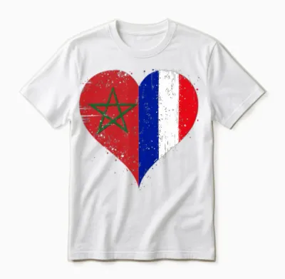 Drapeau France Maroc Fierté Fiers Fans Français Marocains T-Shirt Haut De Gamme Unisex T-Shirt - White