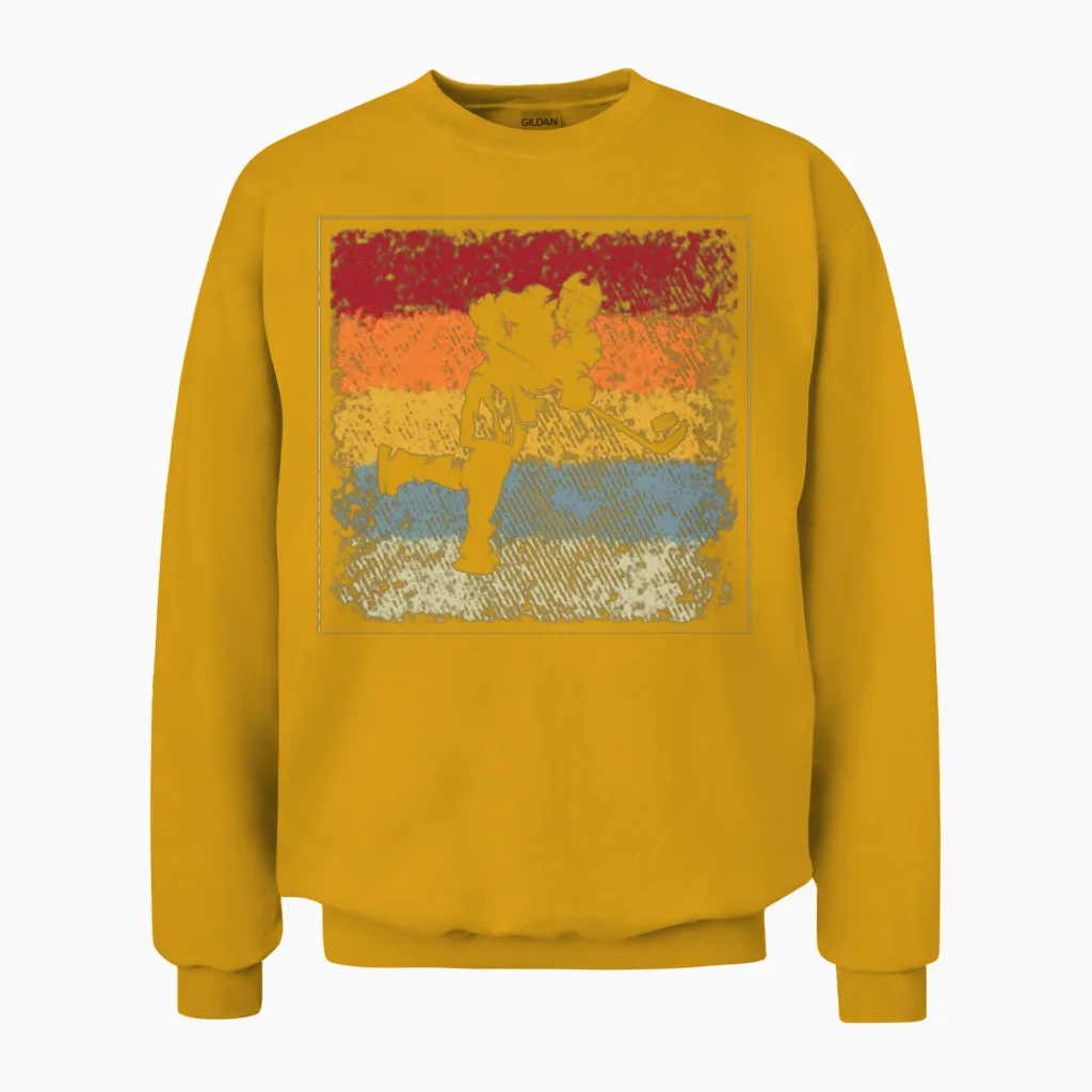 Ice Hockey Retro Unisex Sweatshirt in Gold