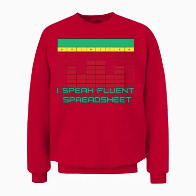 I Speak Fluent Spreadsheet Pixel Grid Office Humor Unisex Sweatshirt - Red