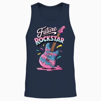 Boys Guitar Shirt Future Rockstar Outfit Toddler Girls Unisex Tank Top - Navy