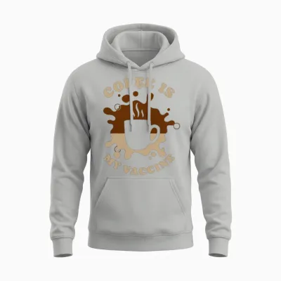 Coffee Is My Vaccine Retro Unisex Hoodie - Ash