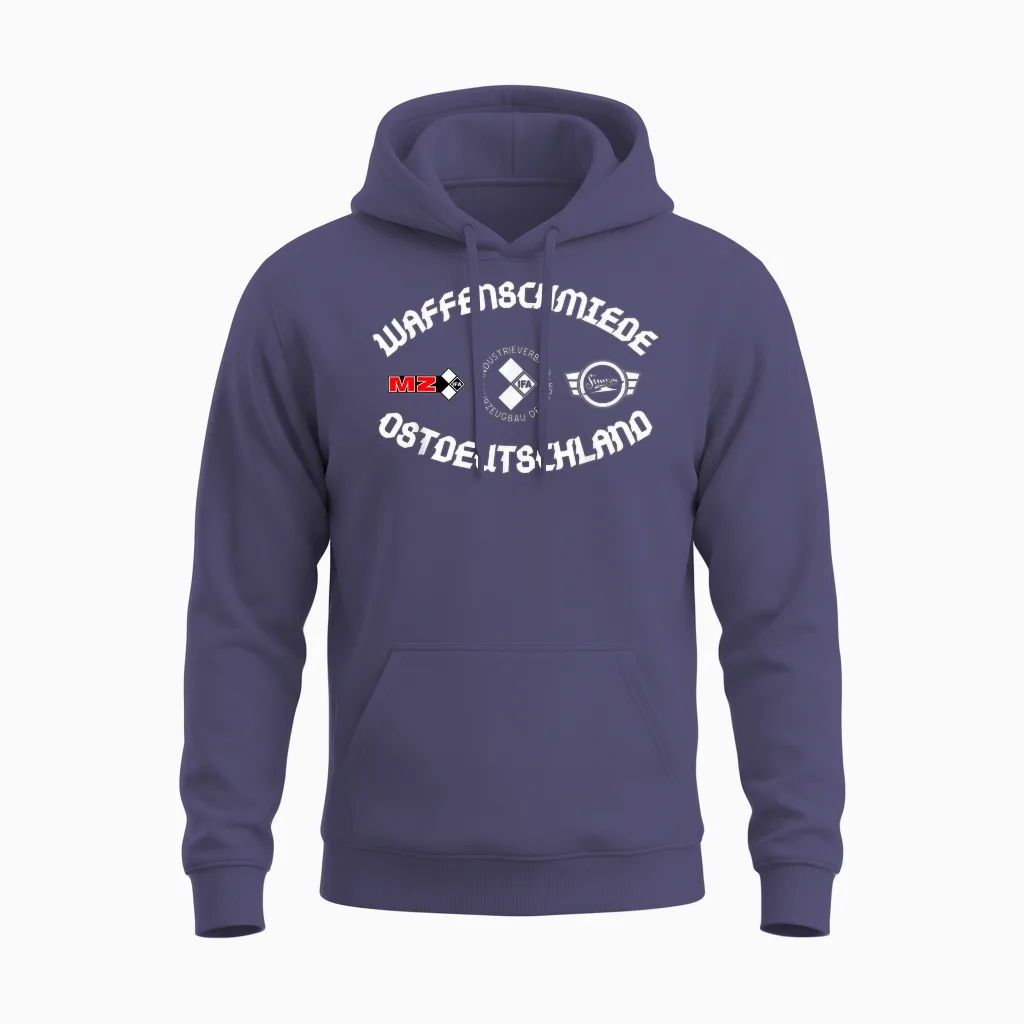 Waffenschmiede Simson Mz Etz Ifa Suhl Ossi Moped Geschenk Unisex Hoodie in Heather Sport Dark Navy
