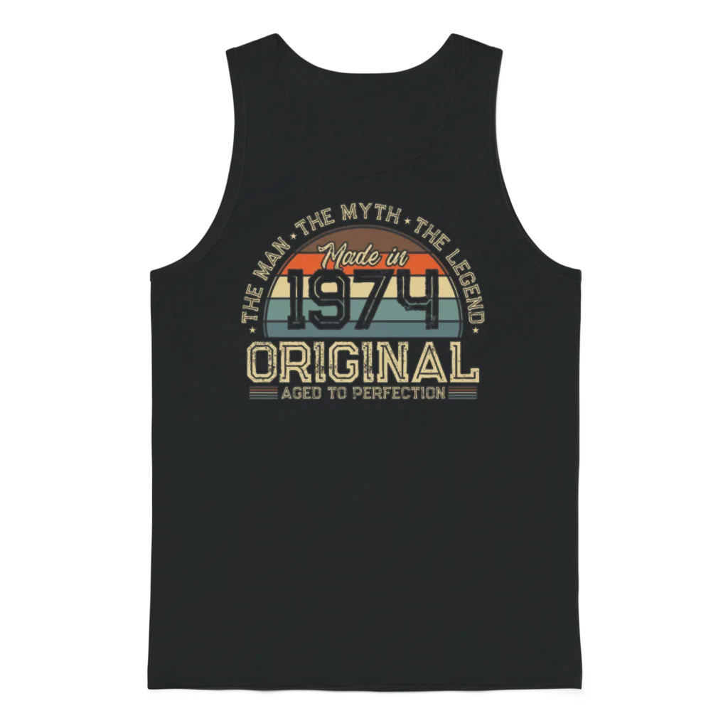 Vintage 1974 Retro Unisex Tank Top - Black