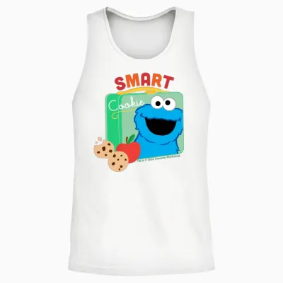 Sesame Street Cookie Monster Smart Inscription Unisex Tank Top - White