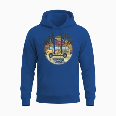 Stranger Things 4 Surfer Boy Pizza Van Unisex Hoodie - Royal
