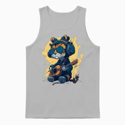 Fanny, Beautiful Tiger Design .cute Guitar Design Unisex Tank Top - Ash