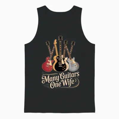 Many Guitars One Wife Guitarist Quote Music Lover Unisex Tank Top - Black