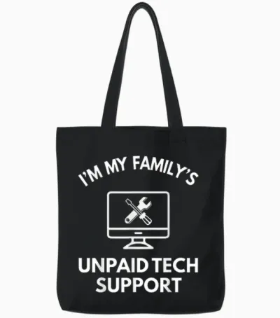 Family's Unpaid Tech It Support Funny Computer Engineer Tote Bags - Black