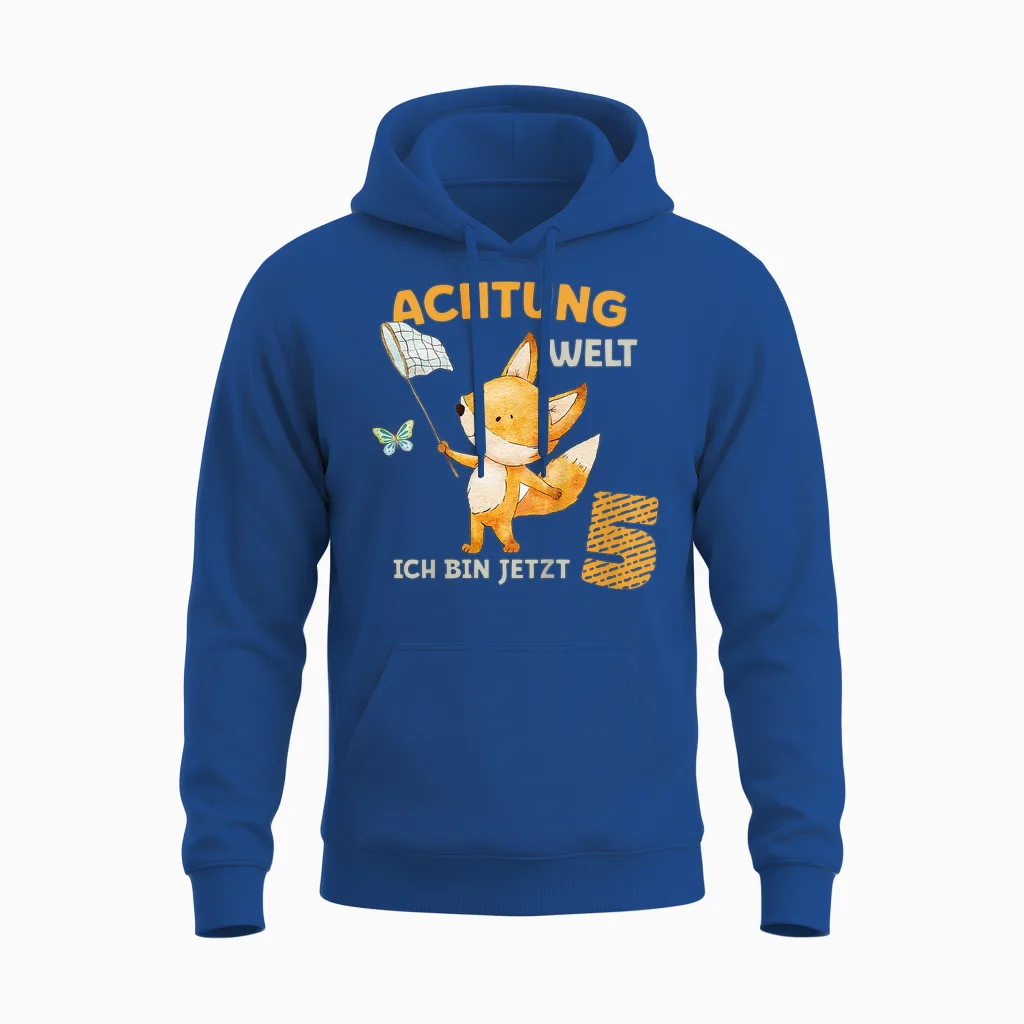 Geburtstagsshirt 5 Jahre Junge Mädchen Fuchs Ich Bin Fünf Unisex Hoodie in Royal