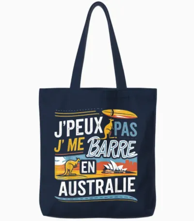 Je Peux Pas Je Me Barre in Australia Australian Funny Gift T-Shirt, Black, S Tote Bags - Navy
