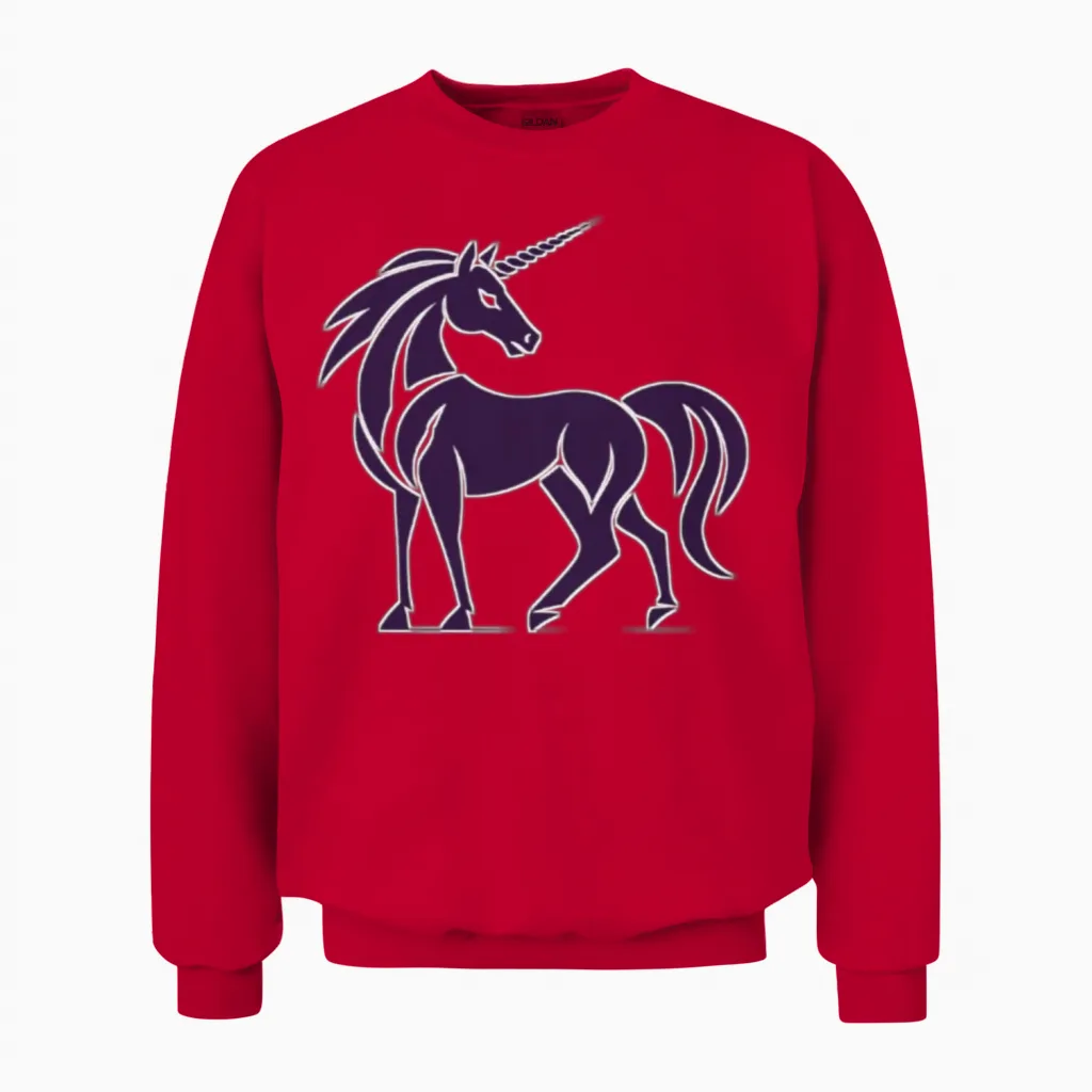 Horned Horse Lovers Gift Unisex Sweatshirt in Red