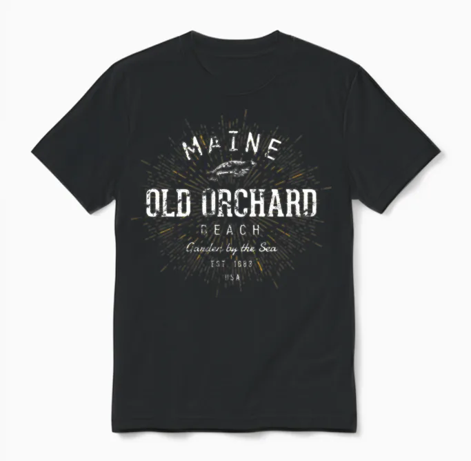 Retro Vintage Old Orchard Beach Unisex T-Shirt in Black