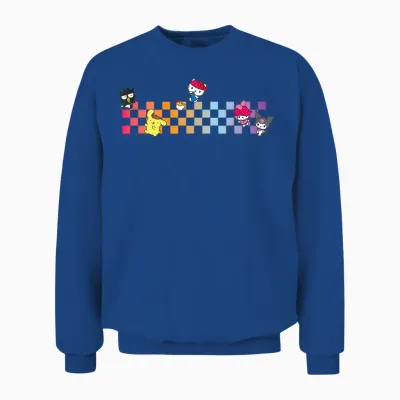 Hello Sanrio Characters Checkerboard Unisex Sweatshirt - Royal
