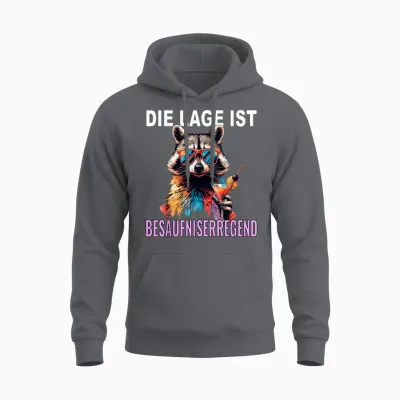 Die Lage Ist Besäufniserregend Waschbär Unisex Hoodie - Charcoal