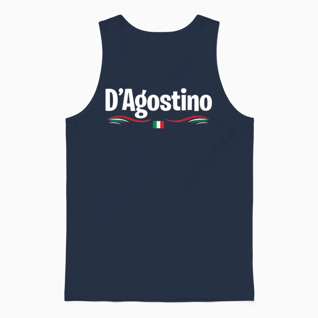Italy Flag Birthname Italian D'agostino T-Shirt, Black Unisex Tank Top in Navy