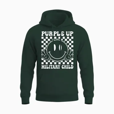 Purple Up for Military Kids Groovy Military Child Month Unisex Hoodie - Forest
