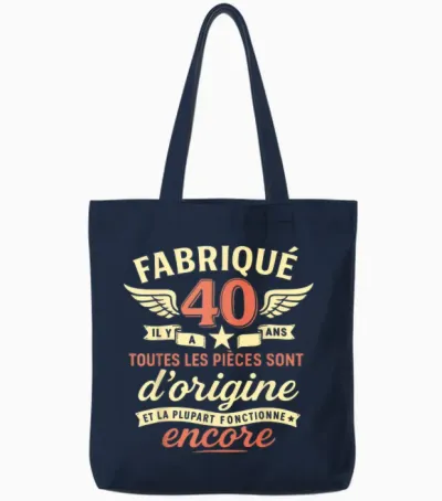 40th Birthday Man Woman 40 Years 1985 Funny Gift Tote Bags - Navy