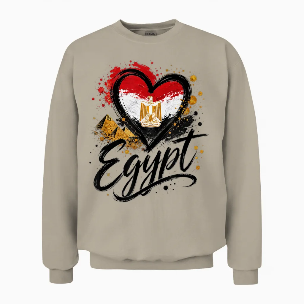Drapeau Pyramide En Forme De Cœur Avec Inscription « I Love Egypt » Unisex Sweatshirt in Sand