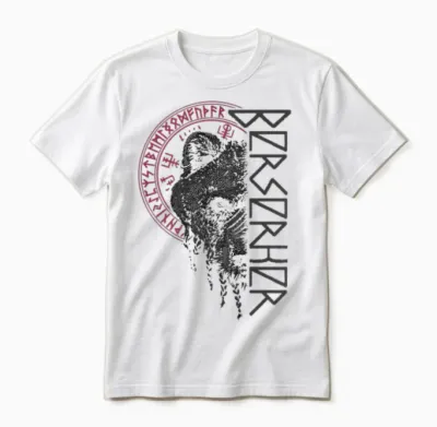 Berserker Bear Warrior Odin Runes Nordic Compass Viking T-Shirt, Black Unisex T-Shirt - White