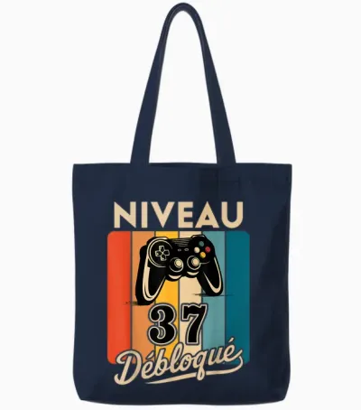 Level 37 Years Man 1988 Birthday Gamer Level 37 Man Tote Bags - Navy