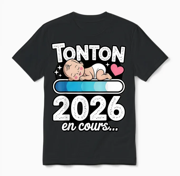 Tonton 2026 in Progress Gift Announcement Pregnancy Future Uncle Unisex T-Shirt in Black