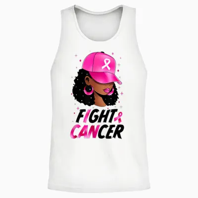 Black Girl Black Woman Breast Cancer Awareness Pink Ribbon Unisex Tank Top - White