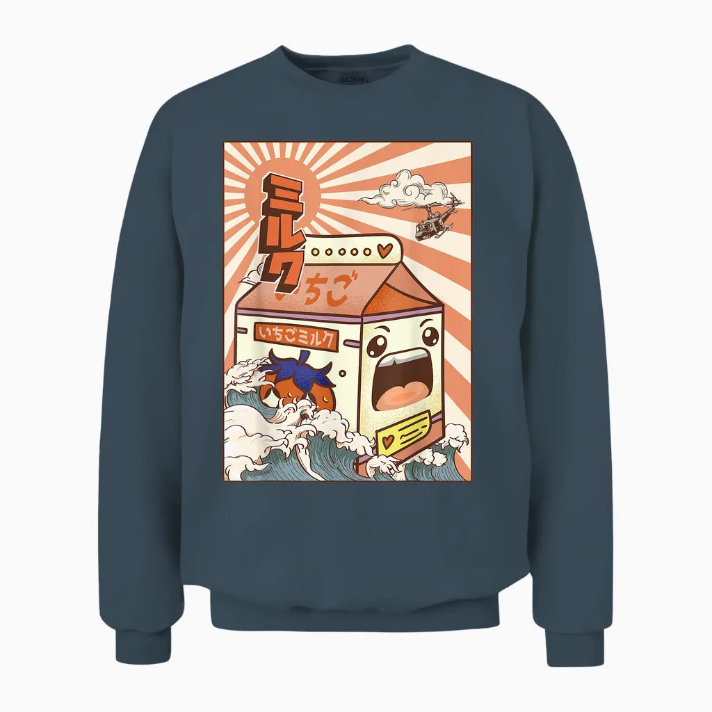 Japanese Kaiju Clothes Damen T-Shirt Schwarz Cartoon Monster Design, Traditionelle Japanische ästhetik, Kurzarm, Klein, Eu 41, 1 Count Unisex Sweatshirt in Dark Heather