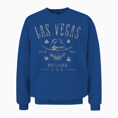 Las Vegas Nevada Estd 1905 Aged Skull T-Shirt, Black, S Unisex Sweatshirt - Royal