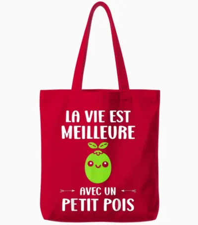 Humour Vegetables Je M'en Fous Je Suis Un Un Petit Pois T-Shirt, Black, S Tote Bags - Red