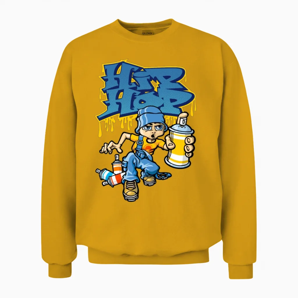 Hip Hop Graffitis and B-Boy Unisex Sweatshirt in Gold