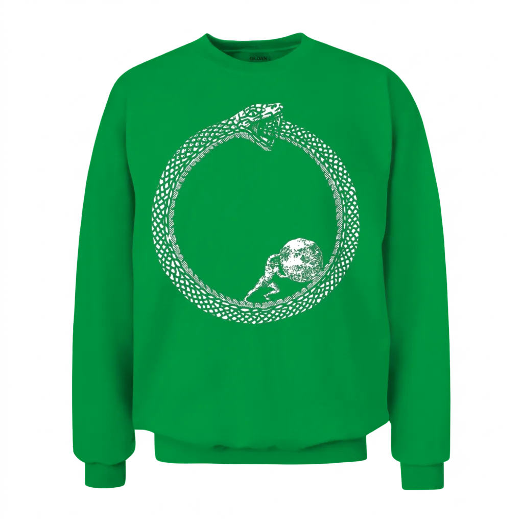 Sisyphus in an Ouroboros Snake Unisex Philosophy Unisex Sweatshirt - Irish Green