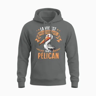 Life Is Better with a Pelican - Sweet Pelican T-Shirt, Black, S Unisex Hoodie - Graphite Heather