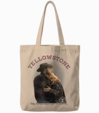 Yellowstone Beth and Rip Tomorrows T-Shirt, White, S Tote Bags - Natural