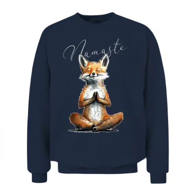 Fox Power Yoga Teacher Animal Humor Namaste Karma Unisex Sweatshirt - Navy