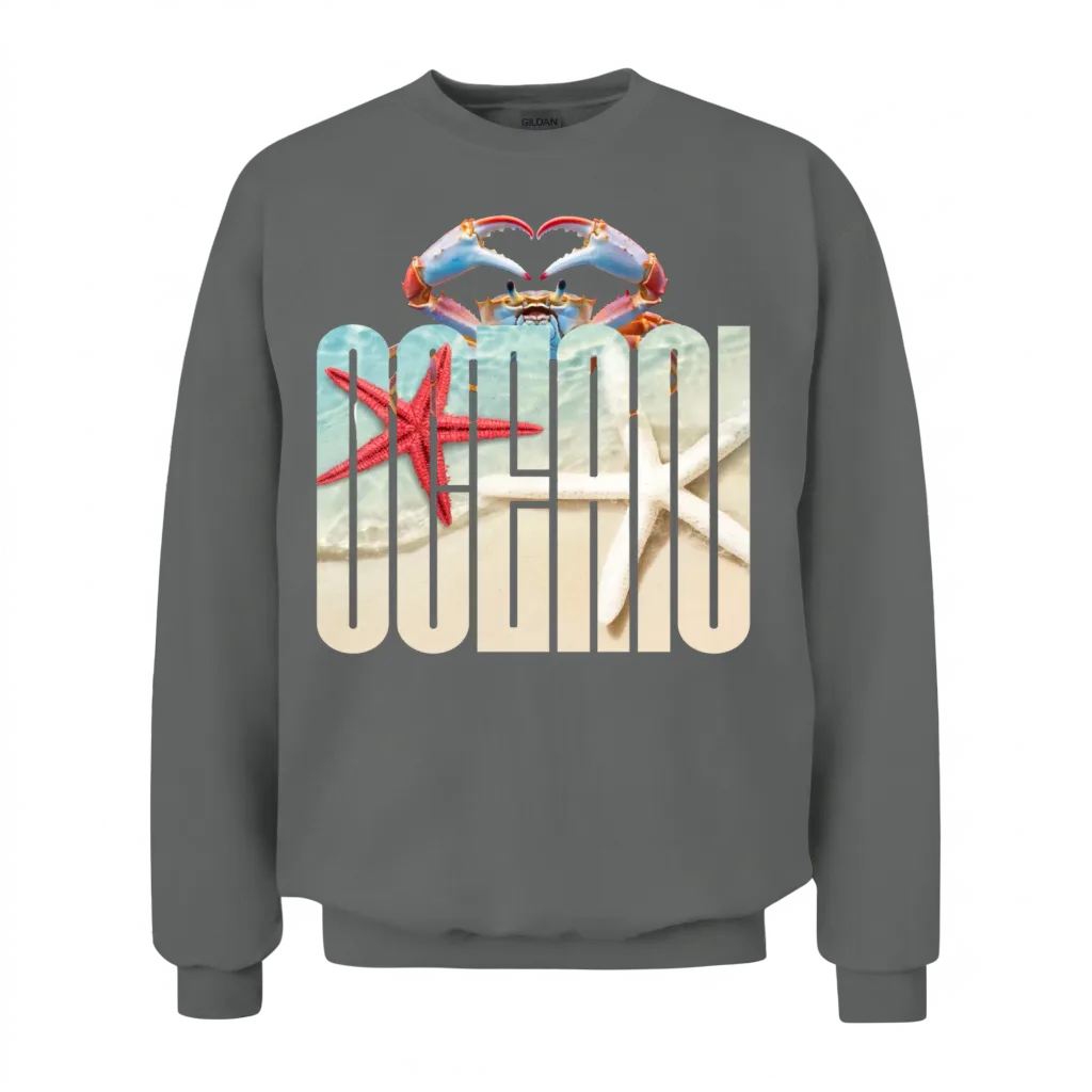 Crab Heart Ocean Unisex Sweatshirt - Graphite Heather