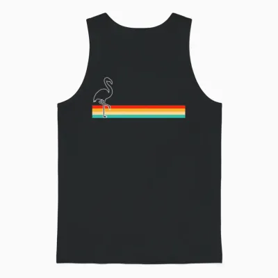 Flamingo Retro Unisex Tank Top - Black