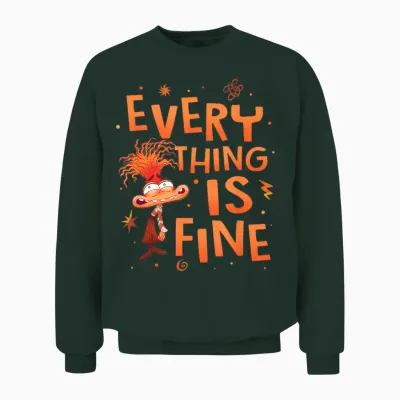Disney Pixar Inside Out 2 Everything Is Fine Anxiety Logo Unisex Sweatshirt - Forest