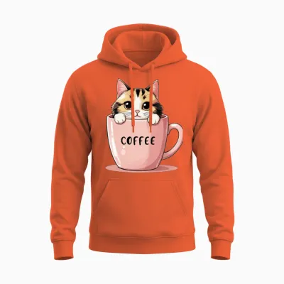 Cute Coffee Cat – Perfect Morning Motivation Unisex Hoodie - Orange