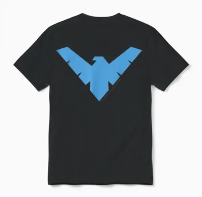 Dc Comics Nightwing Classic Superhero Blue Logo Unisex T-Shirt - Black