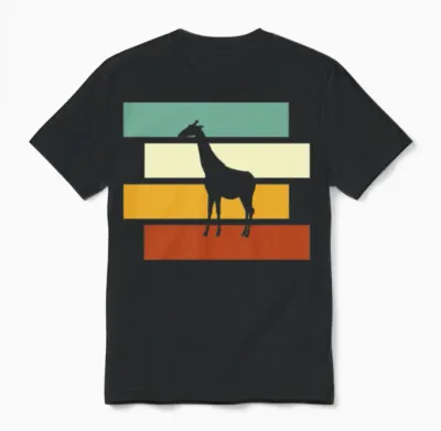 Giraffe Retro Unisex T-Shirt - Black